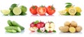 Fruits vegetables collection isolated apple apples tomatoes lemons colors fresh fruit