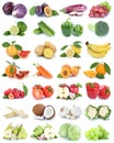 Fruits and vegetables collection isolated apple orange lettuce c Royalty Free Stock Photo