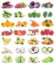 Fruits and vegetables collection isolated apples banana oranges Royalty Free Stock Photo