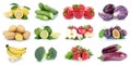 Fruits and vegetables collection isolated apples strawberries le