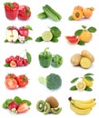 Fruits and vegetables collection isolated apples tomatoes strawberries colors fresh fruit Royalty Free Stock Photo