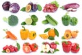 Fruits and vegetables collection isolated on white with apple tomatoes orange lettuce fresh fruit Royalty Free Stock Photo