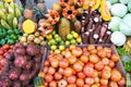 Fruits and vegetables, bananas, tomatoes, pineapples, green peppers,papaya , manioc, kale , beet Cuba Royalty Free Stock Photo