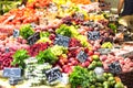 Fruits and vegetables at a farmers market. Borough Market in Lon