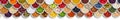 Fruits and vegetables food background spices ingredients berries banner from above