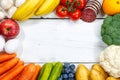 Fruits and vegetables food collection cooking frame copyspace to Royalty Free Stock Photo