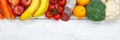 Fruits and vegetables food collection cooking ingredients banner Royalty Free Stock Photo