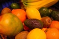 Fruits and vegetables in a fruitbasket very colorful. Royalty Free Stock Photo