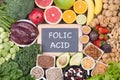 Folic acid food sources, top view Royalty Free Stock Photo