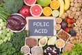 Folic acid food sources, top view