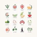 Fruits and vegetables icons set. Vector illustration in flat style Royalty Free Stock Photo