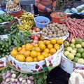 Fruits and vegetables Indian street vendors have