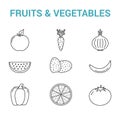 Fruits and Vegetables Line Icons