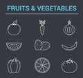 Fruits and Vegetables Line Icons