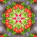 Fruits and vegetables in mandala