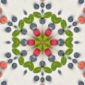 Fruits and vegetables in mandala