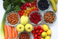 Fruits, Vegetables And Nuts On White Background