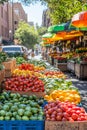 Fruits and vegetables on open-air stalls Royalty Free Stock Photo