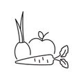 Fruits and vegetables pixel perfect linear icon. Fresh organic food. Healthy recipe ingredients. Thin line customizable