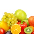 Fruits and vegetables on a platter isolated on a white . There is free space for text Royalty Free Stock Photo