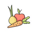 Fruits and vegetables RGB color icon Royalty Free Stock Photo