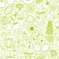 Fruits and vegetables seamless pattern, vegetarian set, isolated vector icons.