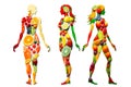 Fruits and vegetables in the shape of woman body, food concept. Ai generated