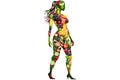 Fruits and vegetables in the shape of woman body, food concept. Ai generated