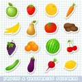 Fruits and vegetables stickers set