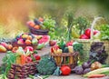 Fruits and vegetables on table Royalty Free Stock Photo