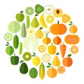 Fruits and vegetables vector icons collection. Flat modern style. Royalty Free Stock Photo