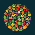 Fruits and vegetables vector logo design template Royalty Free Stock Photo