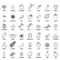 Fruits and vegetables, vegetarian set, isolated vector icons.
