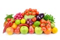 Fruits and vegetables on a white background.