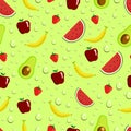 Fruits with waterdrop seamless pattern vector illustration