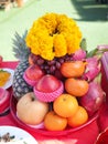 Fruits were placed on the table in a Thai wedding ceremony Royalty Free Stock Photo