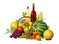 Fruits and wines