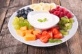 Fruits and yogurt dip Royalty Free Stock Photo