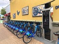 Bicycle rental station at Fruitvale Bart in Oakland, California