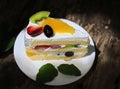 Fruity Cake on old wooden floor.