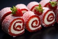 Fruity Cake roll strawberries. Generate Ai