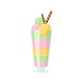 Fruity Icecream glass jar cup straw cookie flat