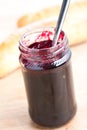 Fruity jam in glass jar Royalty Free Stock Photo