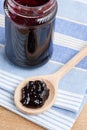 Fruity jam in glass jar Royalty Free Stock Photo