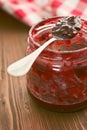 Fruity jam in spoon Royalty Free Stock Photo