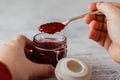 The fruity jam in spoon Royalty Free Stock Photo