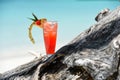 Fruity mocktail drink on beach