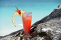 Fruity mocktail drink on beach