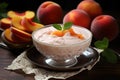 Fruity Peach yogurt food. Generate Ai
