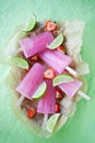 Fruity pink popsicles Royalty Free Stock Photo